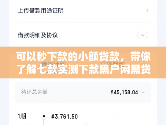 可以秒下款的小额贷款，带你了解七款实测下款黑户网黑贷款