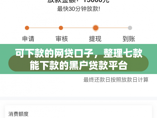 可下款的网贷口子，整理七款能下款的黑户贷款平台