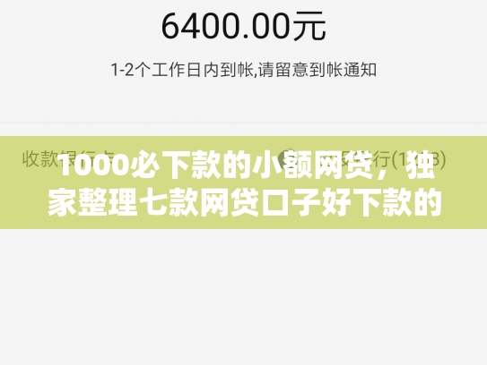 1000必下款的小额网贷，独家整理七款网贷口子好下款的