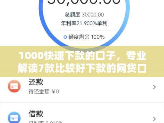 1000快速下款的口子，专业解读7款比较好下款的网贷口子