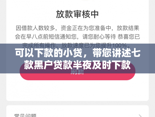 可以下款的小贷，带您讲述七款黑户贷款半夜及时下款
