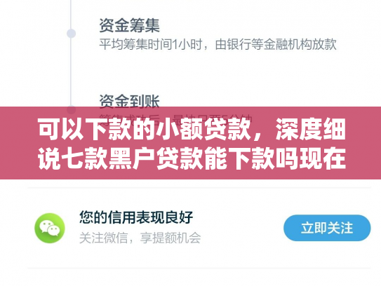 可以下款的小额贷款，深度细说七款黑户贷款能下款吗现在