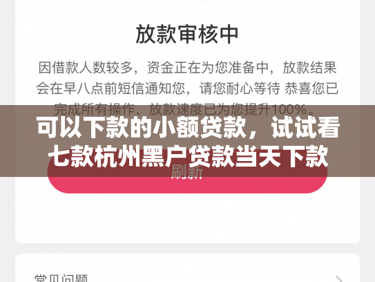 可以下款的小额贷款，试试看七款杭州黑户贷款当天下款