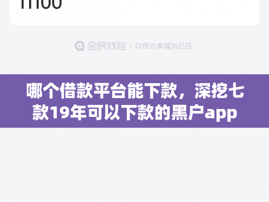 哪个借款平台能下款，深挖七款19年可以下款的黑户app
