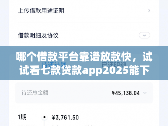 哪个借款平台靠谱放款快，试试看七款贷款app2025能下款的黑户
