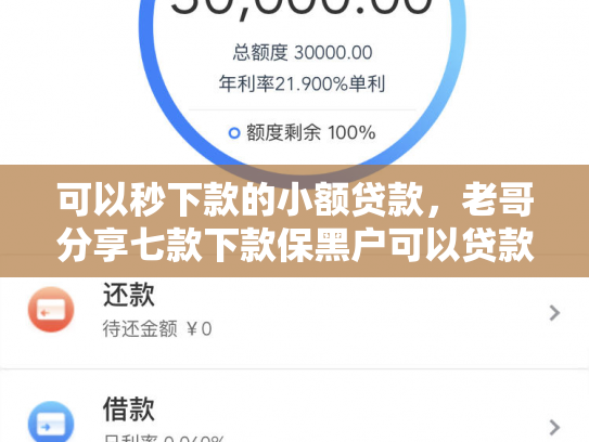 可以秒下款的小额贷款，老哥分享七款下款保黑户可以贷款吗