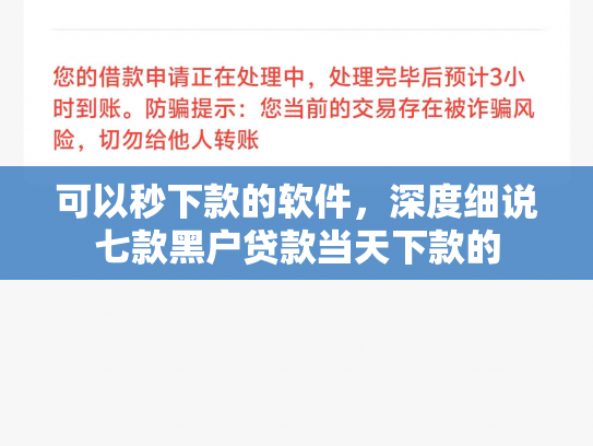 可以秒下款的软件，深度细说七款黑户贷款当天下款的