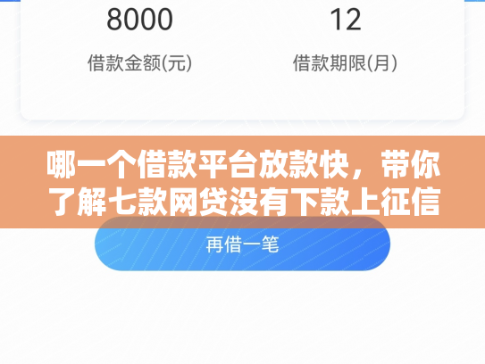 哪一个借款平台放款快，带你了解七款网贷没有下款上征信吗