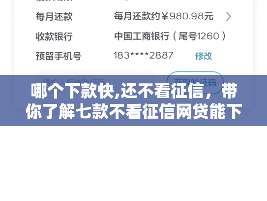 哪个下款快,还不看征信，带你了解七款不看征信网贷能下款