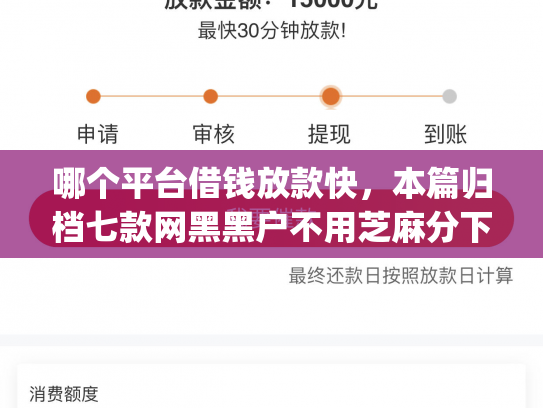 哪个平台借钱放款快，本篇归档七款网黑黑户不用芝麻分下款app