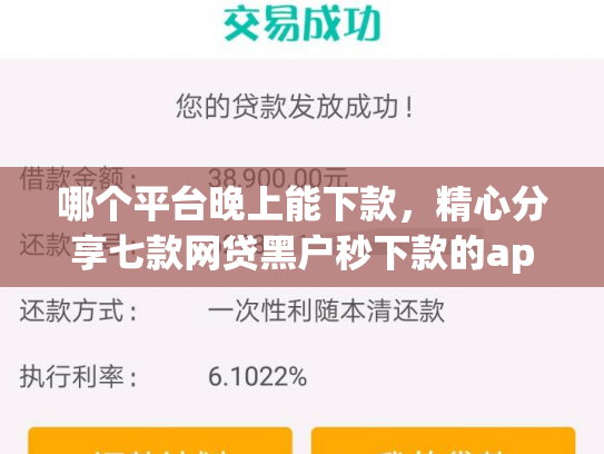 哪个平台晚上能下款，精心分享七款网贷黑户秒下款的app2025