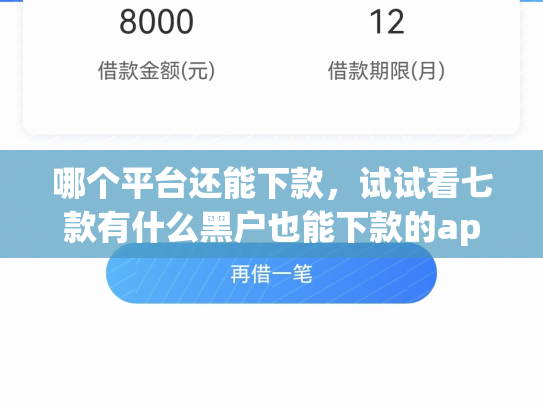 哪个平台还能下款，试试看七款有什么黑户也能下款的app