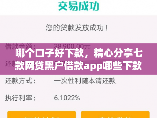 哪个口子好下款，精心分享七款网贷黑户借款app哪些下款快