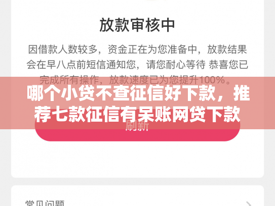 哪个小贷不查征信好下款，推荐七款征信有呆账网贷下款