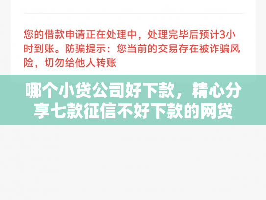 哪个小贷公司好下款，精心分享七款征信不好下款的网贷