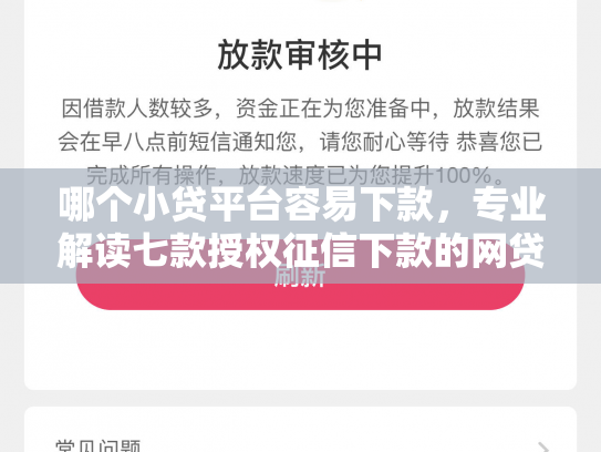 哪个小贷平台容易下款，专业解读七款授权征信下款的网贷