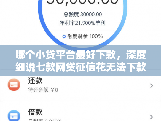 哪个小贷平台最好下款，深度细说七款网贷征信花无法下款