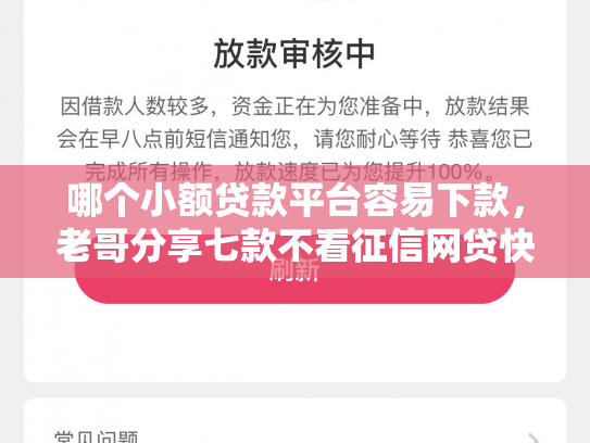哪个小额贷款平台容易下款，老哥分享七款不看征信网贷快速下款