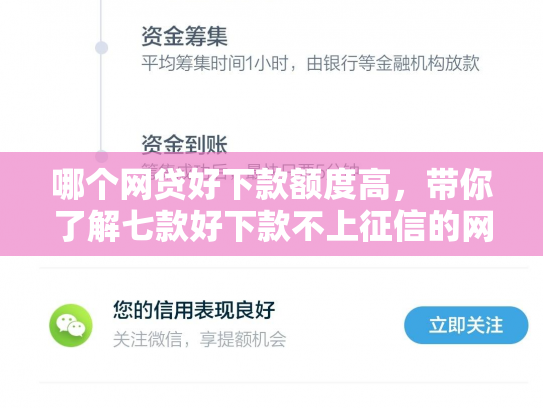 哪个网贷好下款额度高，带你了解七款好下款不上征信的网贷