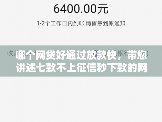 哪个网贷好通过放款快，带您讲述七款不上征信秒下款的网贷