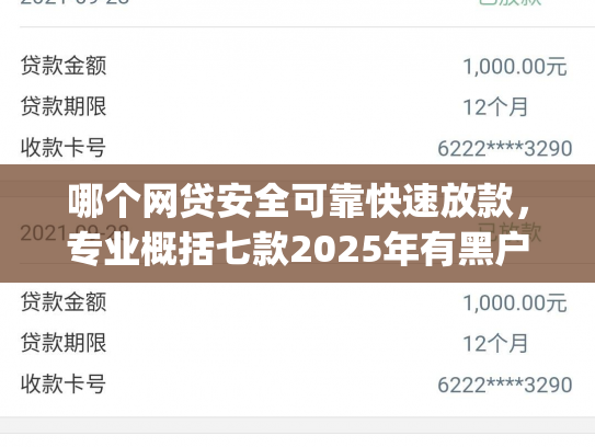哪个网贷安全可靠快速放款，专业概括七款2025年有黑户下款的app吗
