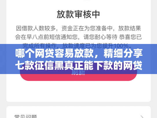 哪个网贷容易放款，精细分享七款征信黑真正能下款的网贷