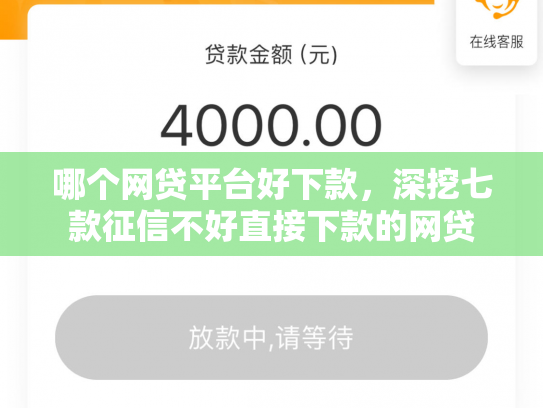 哪个网贷平台好下款，深挖七款征信不好直接下款的网贷
