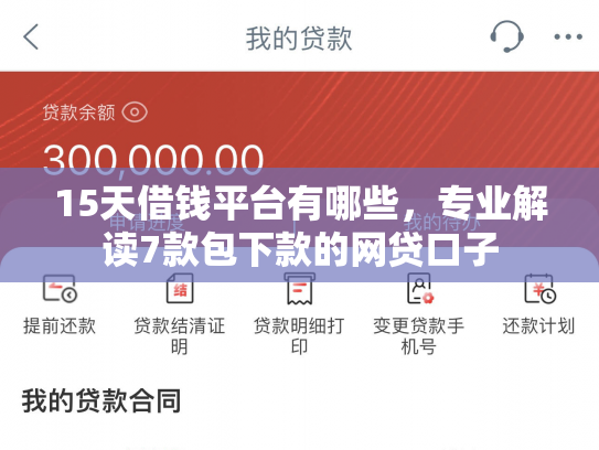 15天借钱平台有哪些，专业解读7款包下款的网贷口子