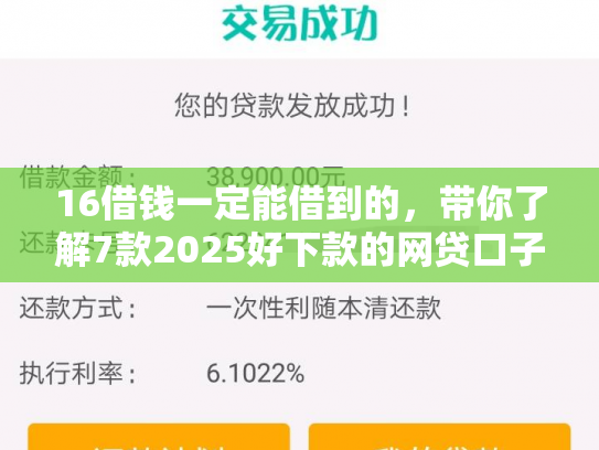 16借钱一定能借到的，带你了解7款2025好下款的网贷口子