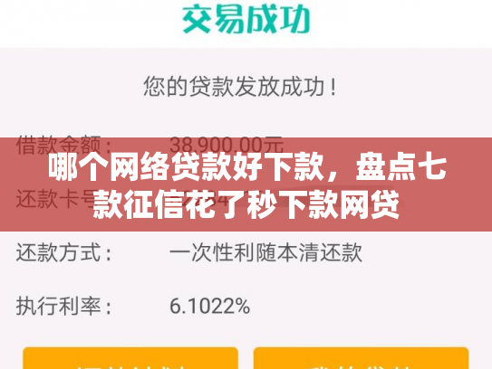 哪个网络贷款好下款，盘点七款征信花了秒下款网贷