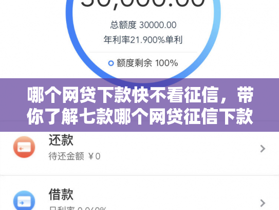 哪个网贷下款快不看征信，带你了解七款哪个网贷征信下款