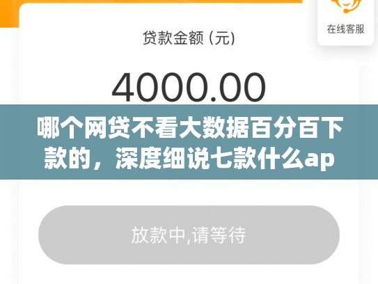 哪个网贷不看大数据百分百下款的，深度细说七款什么app黑户也能下款贴吧微信
