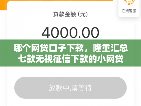 哪个网贷口子下款，隆重汇总七款无视征信下款的小网贷