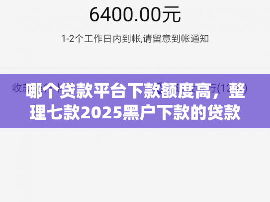 哪个贷款平台下款额度高，整理七款2025黑户下款的贷款app