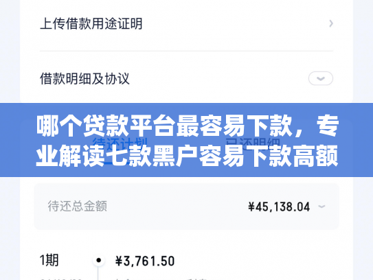 哪个贷款平台最容易下款，专业解读七款黑户容易下款高额度的app