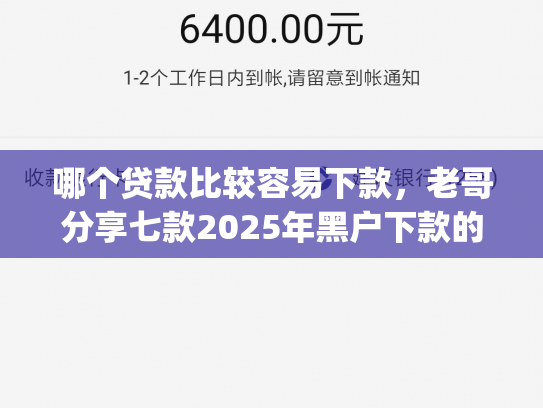 哪个贷款比较容易下款，老哥分享七款2025年黑户下款的app