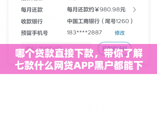 哪个贷款直接下款，带你了解七款什么网贷APP黑户都能下款