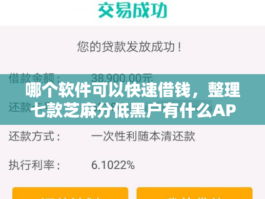 哪个软件可以快速借钱，整理七款芝麻分低黑户有什么APP能下款嘛