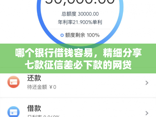 哪个银行借钱容易，精细分享七款征信差必下款的网贷