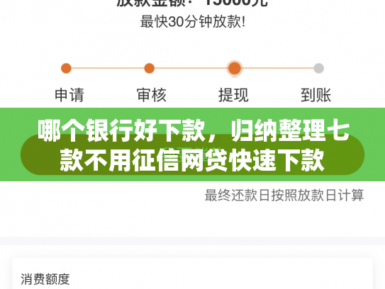哪个银行好下款，归纳整理七款不用征信网贷快速下款
