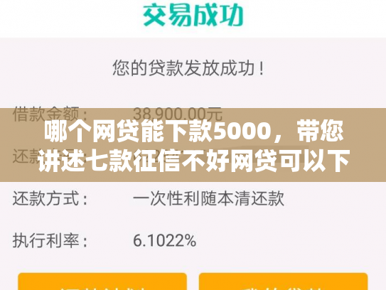 哪个网贷能下款5000，带您讲述七款征信不好网贷可以下款