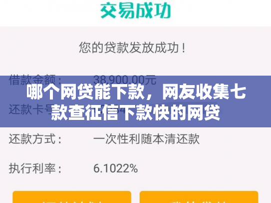 哪个网贷能下款，网友收集七款查征信下款快的网贷