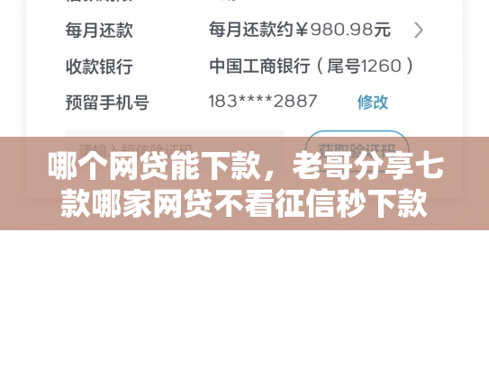 哪个网贷能下款，老哥分享七款哪家网贷不看征信秒下款