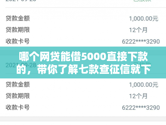 哪个网贷能借5000直接下款的，带你了解七款查征信就下款的网贷