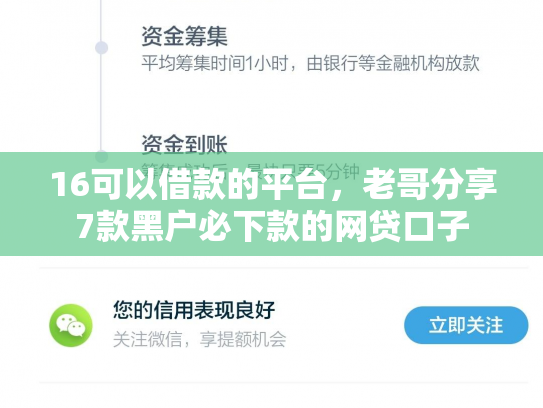 16可以借款的平台，老哥分享7款黑户必下款的网贷口子