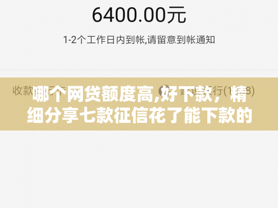 哪个网贷额度高,好下款，精细分享七款征信花了能下款的网贷