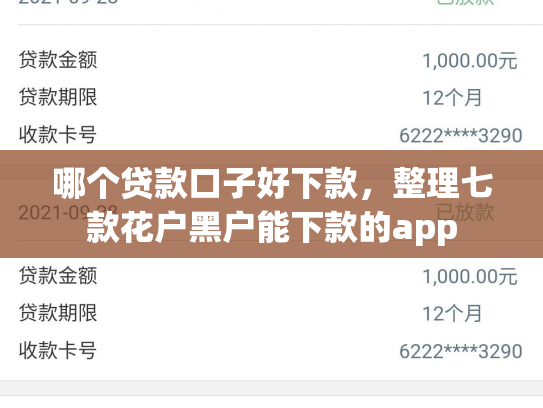 哪个贷款口子好下款，整理七款花户黑户能下款的app