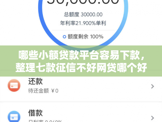 哪些小额贷款平台容易下款，整理七款征信不好网贷哪个好下款