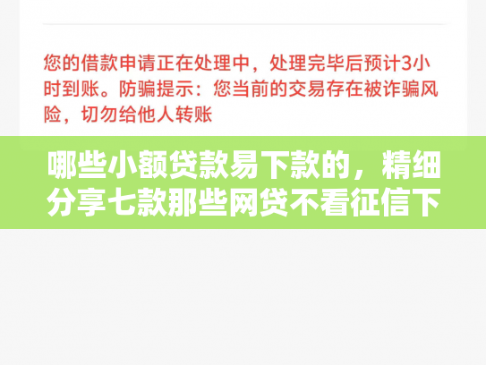 哪些小额贷款易下款的，精细分享七款那些网贷不看征信下款快