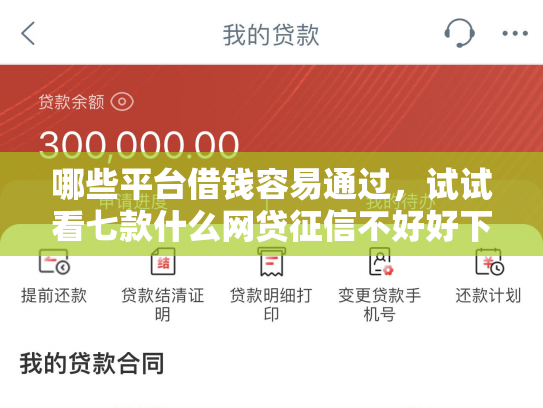 哪些平台借钱容易通过，试试看七款什么网贷征信不好好下款